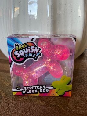 JA-RU Irre-Squish-tible Stretchy B'Loon Dog Toy of  Pink  Glitter NEW